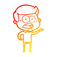warm gradient line drawing cartoon shocked man