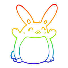 rainbow gradient line drawing cartoon rabbit