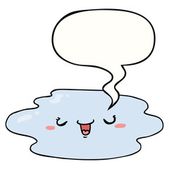 cartoon puddle and face and speech bubble
