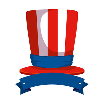 top hat with united states of america flag and ribbon