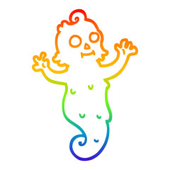rainbow gradient line drawing cartoon spooky ghost