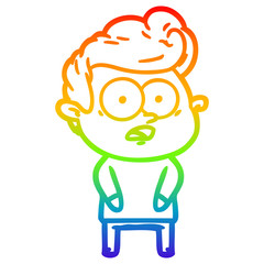 rainbow gradient line drawing cartoon staring man