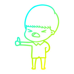 cold gradient line drawing cartoon stressed man