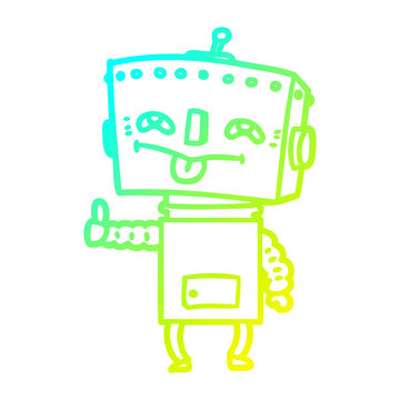 recommend clip art: cold gradient line drawing cartoon robot