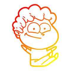 warm gradient line drawing cartoon happy man