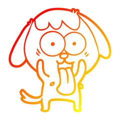 warm gradient line drawing cute cartoon dog