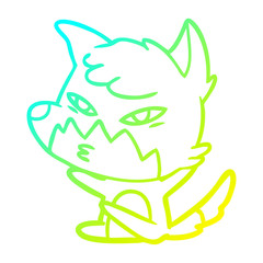 cold gradient line drawing clever cartoon fox