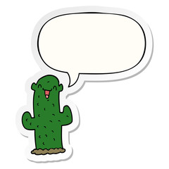 cartoon cactus and speech bubble sticker