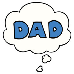  cartoon word dad and thought bubble