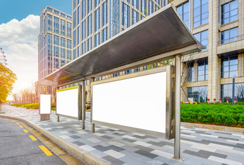 Naklejka premium The blank side of the road city billboards 