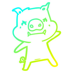 cold gradient line drawing angry cartoon pig