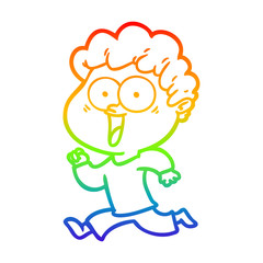 rainbow gradient line drawing cartoon happy man