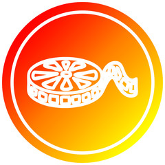 movie film reel circular in hot gradient spectrum