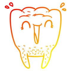 warm gradient line drawing cartoon happy tooth