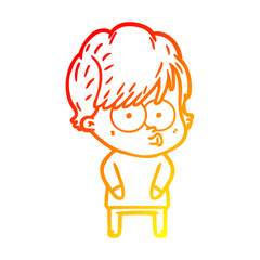 warm gradient line drawing cartoon woman