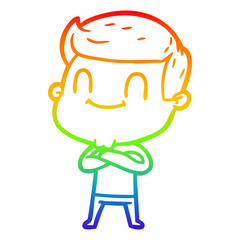 rainbow gradient line drawing cartoon friendly man