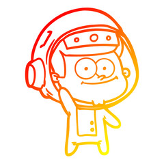 warm gradient line drawing happy astronaut cartoon