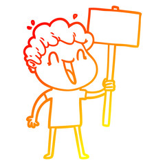 warm gradient line drawing cartoon happy man