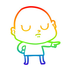 rainbow gradient line drawing cartoon bald man