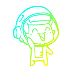 cold gradient line drawing happy cartoon astronaut