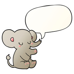 cartoon elephant and speech bubble in smooth gradient style
