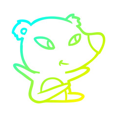 cold gradient line drawing cute cartoon bear