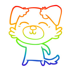 Fototapeta premium rainbow gradient line drawing cartoon dog