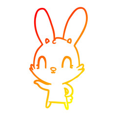 warm gradient line drawing cute cartoon rabbit