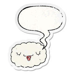cartoon cloud and speech bubble distressed sticker