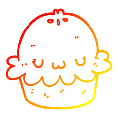 warm gradient line drawing cute cartoon pie