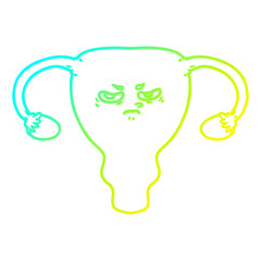 cold gradient line drawing cartoon angry uterus