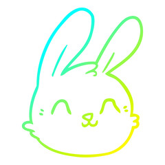 cold gradient line drawing cartoon rabbit face