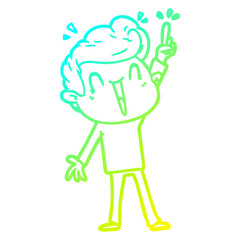 cold gradient line drawing cartoon excited man