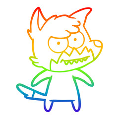 rainbow gradient line drawing cartoon grinning fox