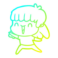 cold gradient line drawing cartoon woman
