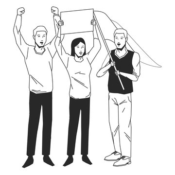 socil ctivity public protest blck white