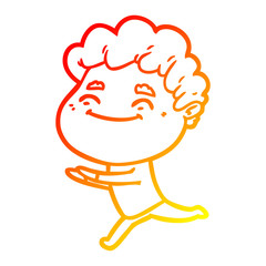 warm gradient line drawing cartoon friendly man