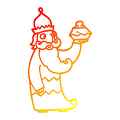 warm gradient line drawing one of the three wise men cartoon