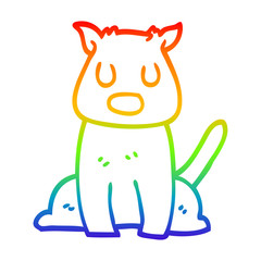 rainbow gradient line drawing cartoon calm dog