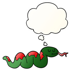 cartoon snake and thought bubble in smooth gradient style