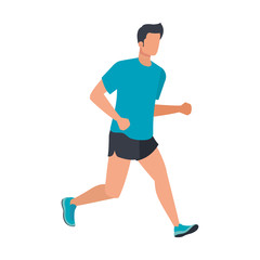 young athletic man running character