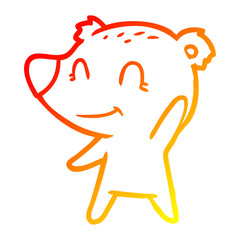 warm gradient line drawing friendly bear cartoon