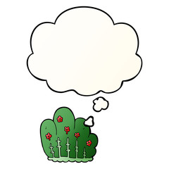 cartoon hedge and thought bubble in smooth gradient style