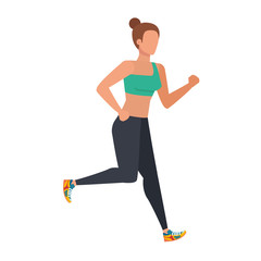 young athletic woman running character