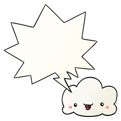 cartoon cloud and speech bubble in smooth gradient style