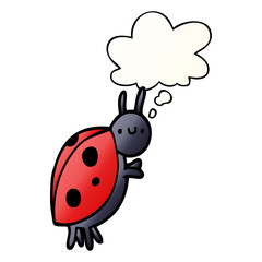 cartoon ladybug and thought bubble in smooth gradient style