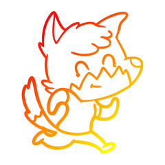 warm gradient line drawing cartoon happy fox