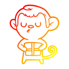 warm gradient line drawing cartoon monkey