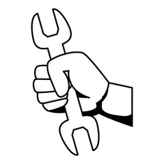 hand with wrench metal tool