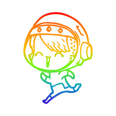 rainbow gradient line drawing happy cartoon space girl
